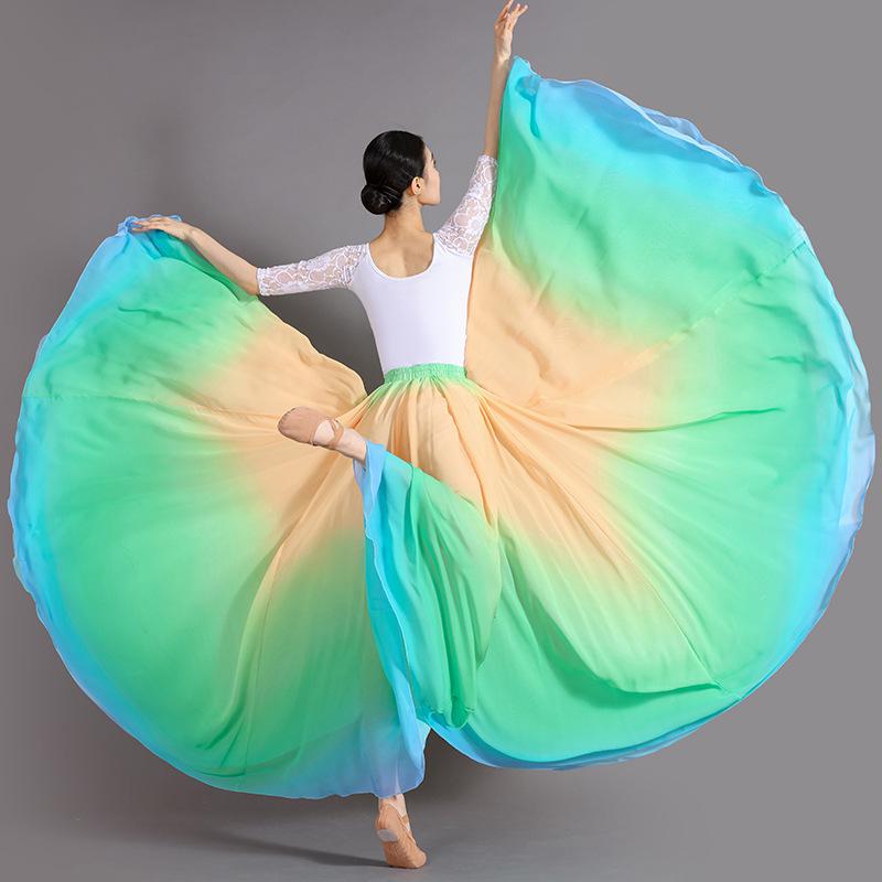 Xinjiang Meisjes Moderne Dans Chiffon Rok - 720 Graden Draai Oefen Kostuum