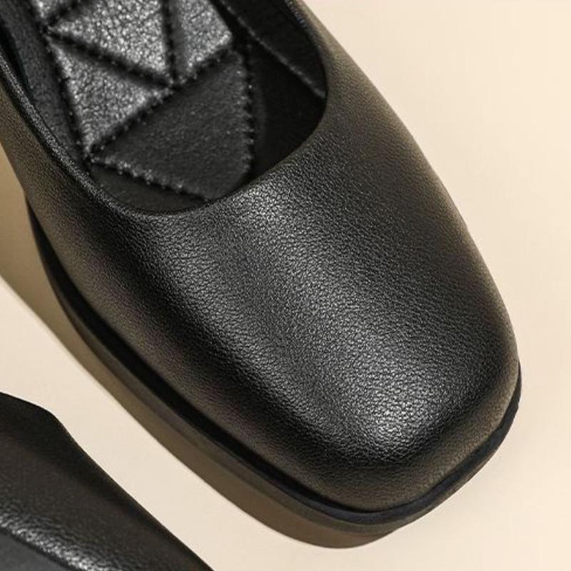 Schwarze hochwertige Damen-High-Heel-Schuhe Klassische Mode Damen Freizeitschuhe Niedrigabsatz Formell Weiches Leder Elegant Arbeitsschuhe