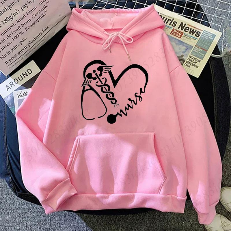 Coquette Nurse Stethoscope Bow Pink Hoodies Sweatshirt Gift for Nurse Bow Oversize Hoodie Nurs Pink Bow Hooded Hoodies for Women