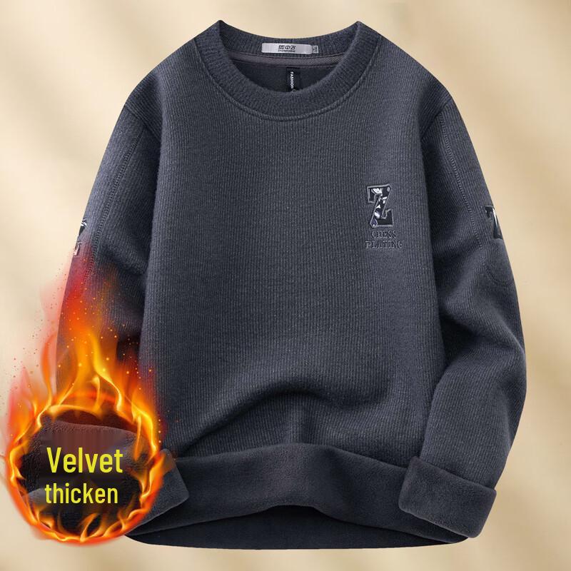 SNOWFLYING Men s Stylish Thermal Fleece Round Neck Sweatshirt M