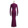 American Style Mermaid Dress: Round Neck Fleece, Long Sleeve, Slim Fit, Sexy Hip-Hugging Design for Women