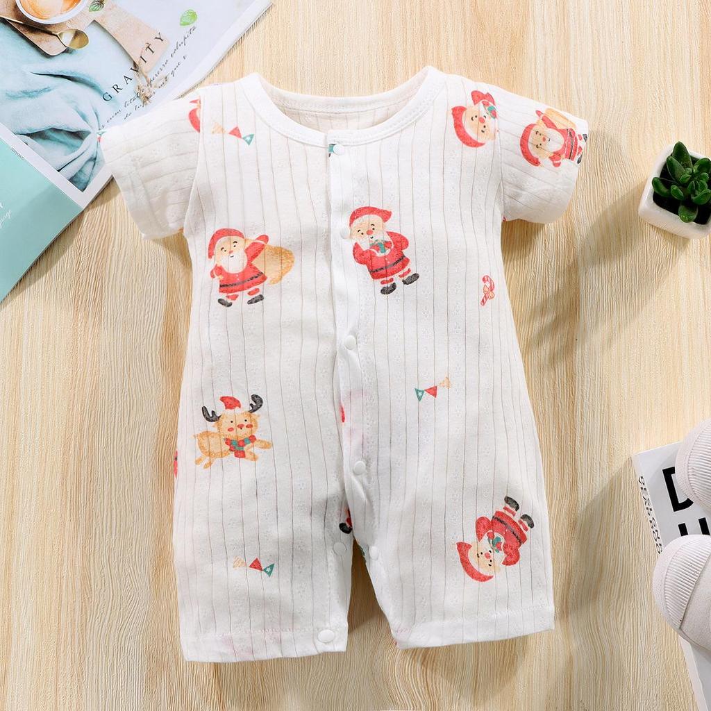 Newborn Cotton Short Sleeve Summer Romper: Open-Front Bodysuit for Boys & Girls