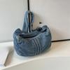 Lässiger Nähgarn-Reißverschluss-Denim-Damen-Umhängetasche Modisch und vielseitig Große Kapazität Schultertasche