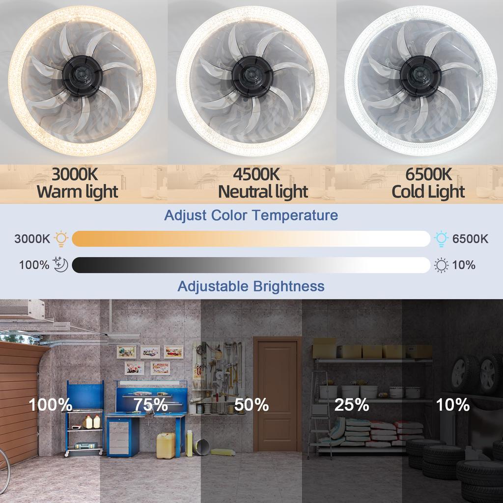 Ceiling LED Fan Light Modern Minimalist Style 4-speed Room Light E27 with Remote Control Dimmable Ultra-quiet Ceiling Fan Light