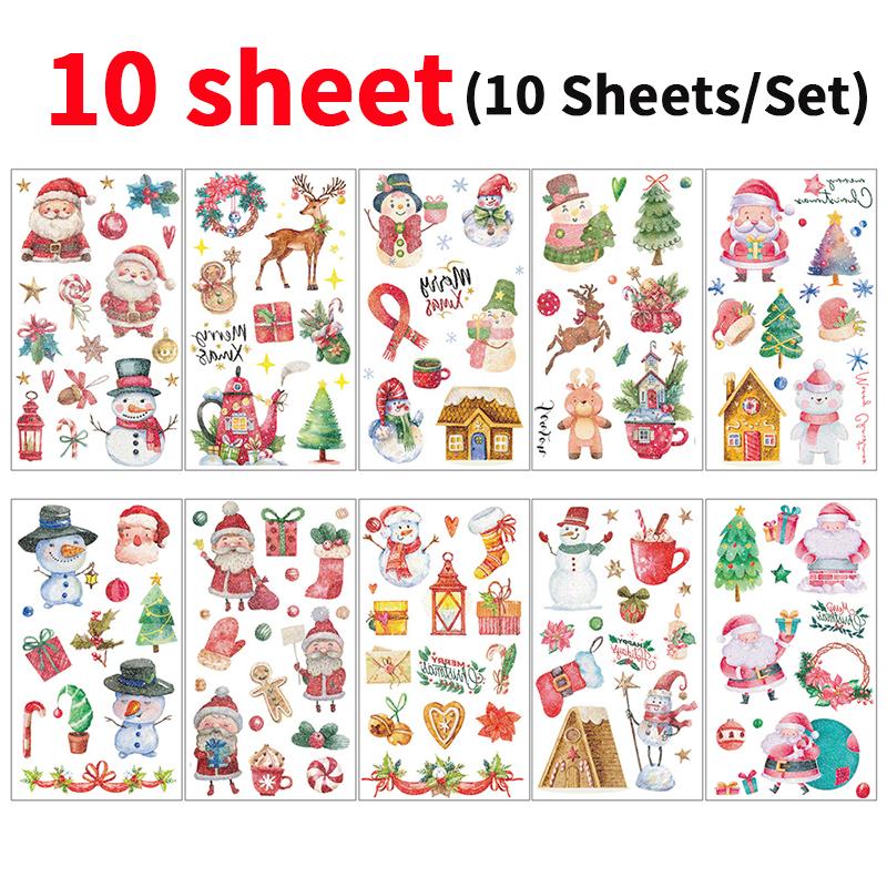 

30 листов Рождественские блестящие детские временные татуировки набор Санта Клаус Рождественская елка Снеговик Олень узор наклейки для татуировок водостойкие