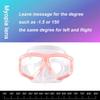 -1.5 To -8.5 Myopia Adults Silicone HD Clear Anti Fog Diving Eyewear Masks Custom For Left Right Eyes Different Degrees