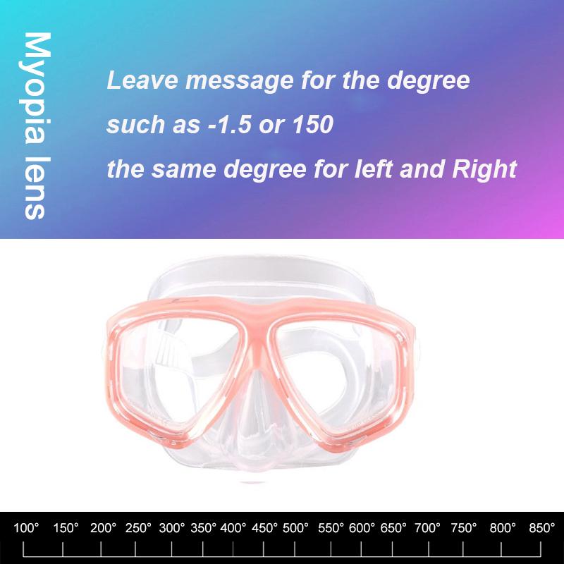 -1.5 To -8.5 Myopia Adults Silicone HD Clear Anti Fog Diving Eyewear Masks Custom For Left Right Eyes Different Degrees