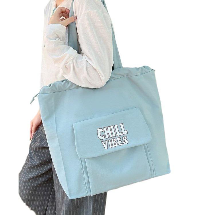 Bag New Women's 2025 Large Capacity Shoulder Bag Fashion Drawstring Bundle Bag Solid Color Casual Shopping Bag