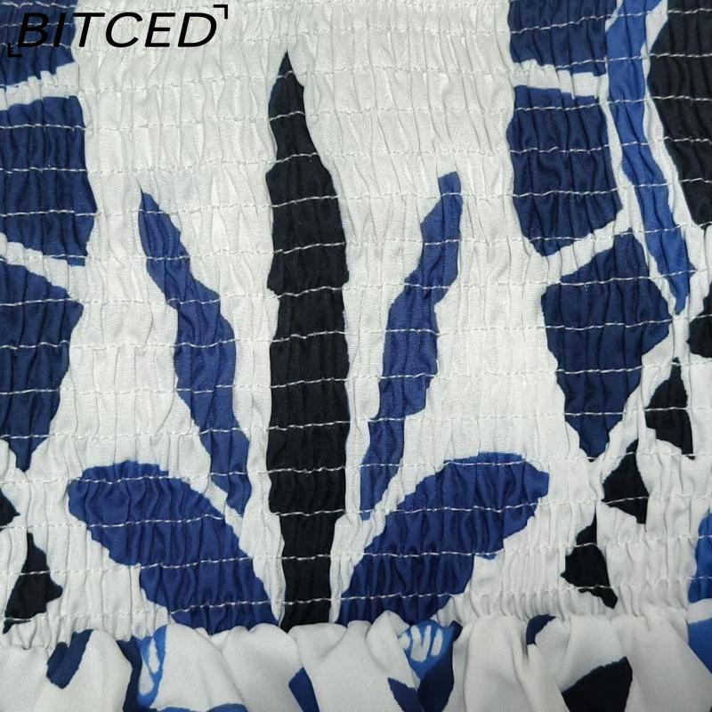 BITCED Women's Elegant Floral Print Fashion Lace-Up Halter Neck Loose-Fit Spring Dress