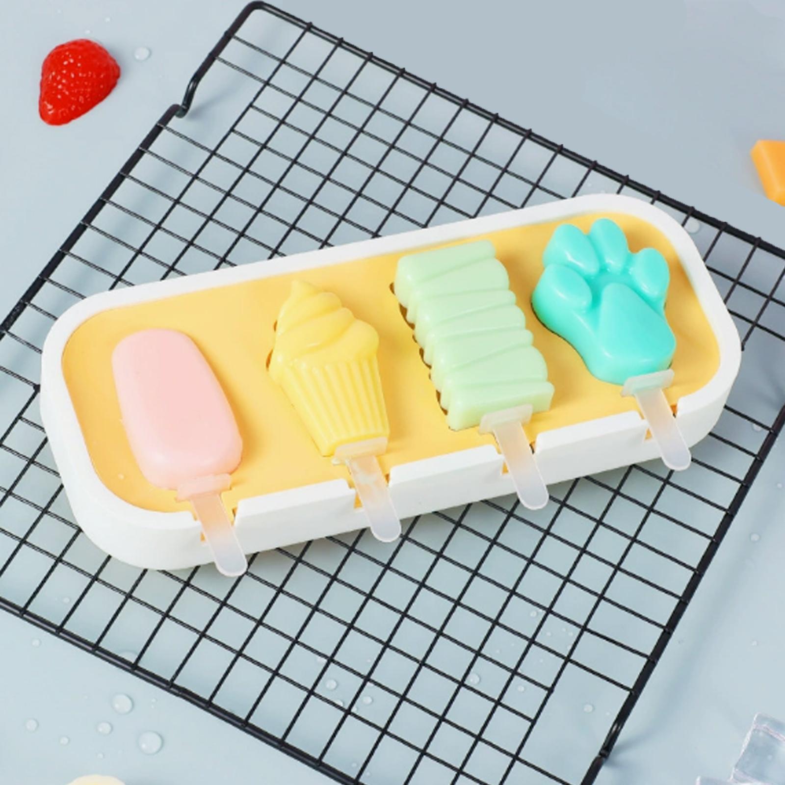 

Ice Lolly Moulds 4 Shapes Silicone Popsicle Molds, Ice Mould With Sticks, Reusable Ice Lolly Moulds For Kids One Size жовтий