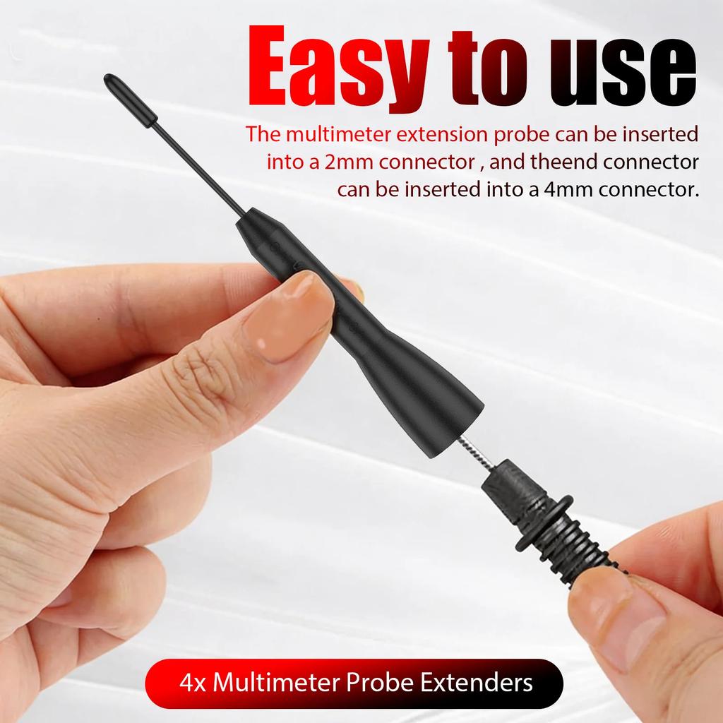 4Pcs 2mm Extended Needle Test Probes 600V/10A Non-Destructive Insulation Wire Piercing Needle Stainless Steel Extra Thin Electri