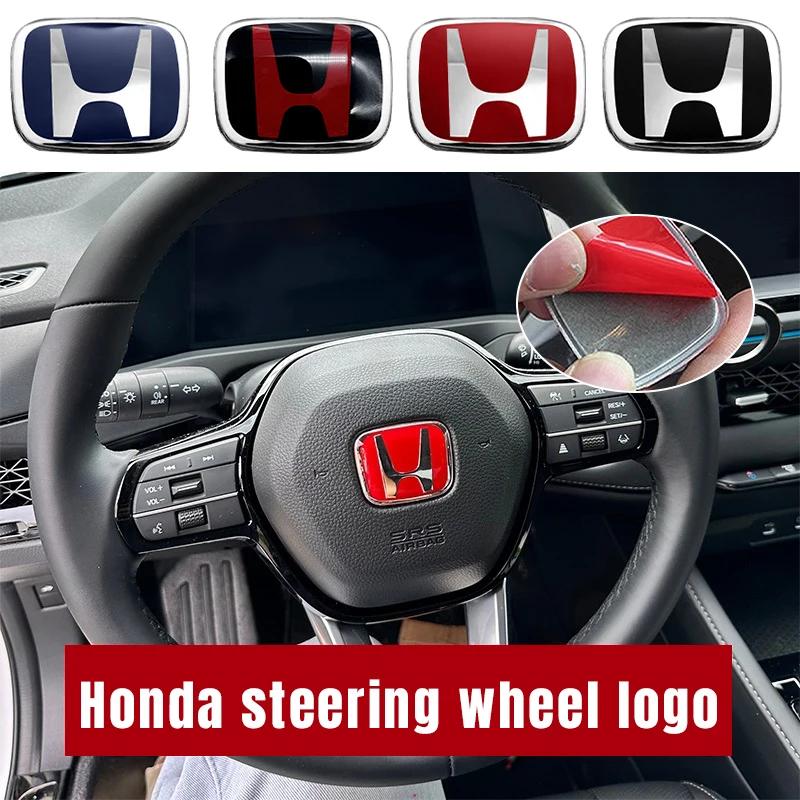 Car Steering Wheel Emblem H-Sticker For Honda Civic Accord City CRV Jade Fit Odyssey Hybrid Red Black Blue Interior Modification