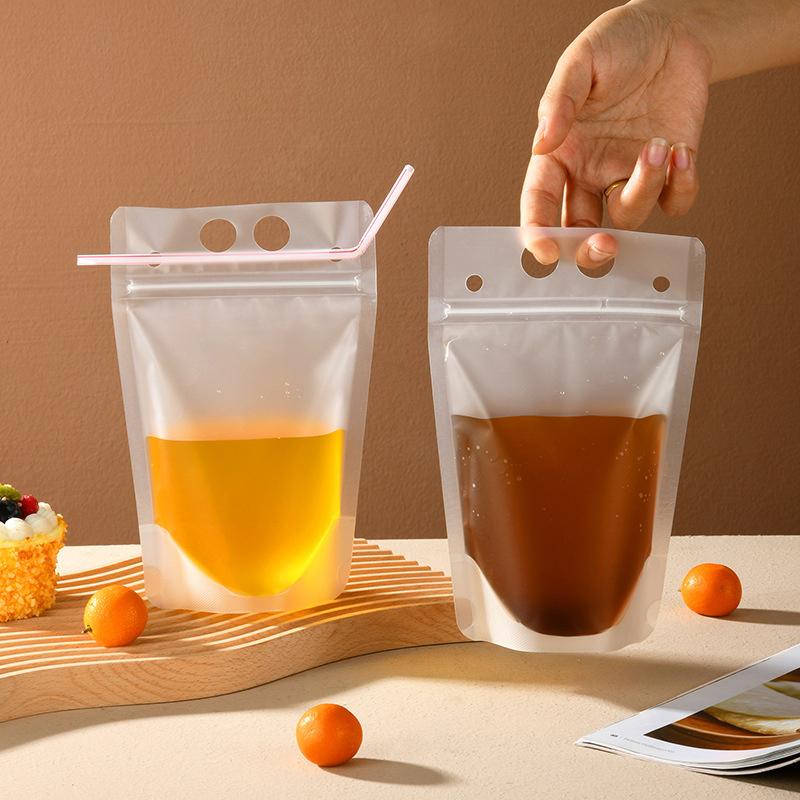 Handheld Beverage Packaging Self-Supporting Bag Disposable Frosted Liquid Juice Self Sealing And Cold Beverage Bag