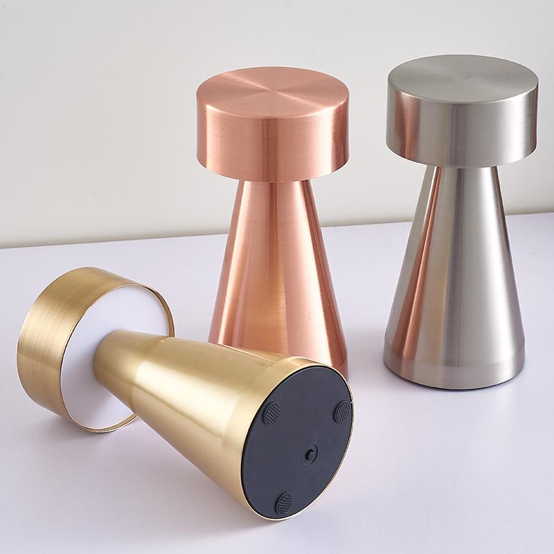 Retro Small Mushroom Table Lamp Dimmable Touch Switch LED Desk Lamp USB Techargeable Wireless Night Light for Bedroom Decor