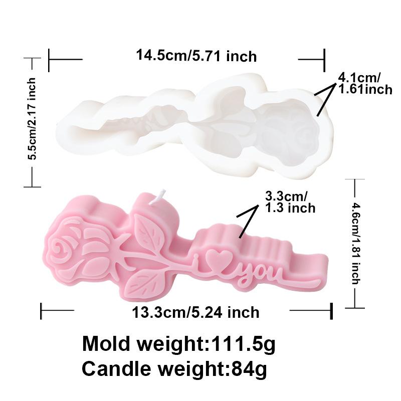 DIY Rose Heart Candle Molds 2D Love Slogan Aromath Soap Resin Mold Chocolate Cake Baking Tool Valentine's Day Decoration Gifts