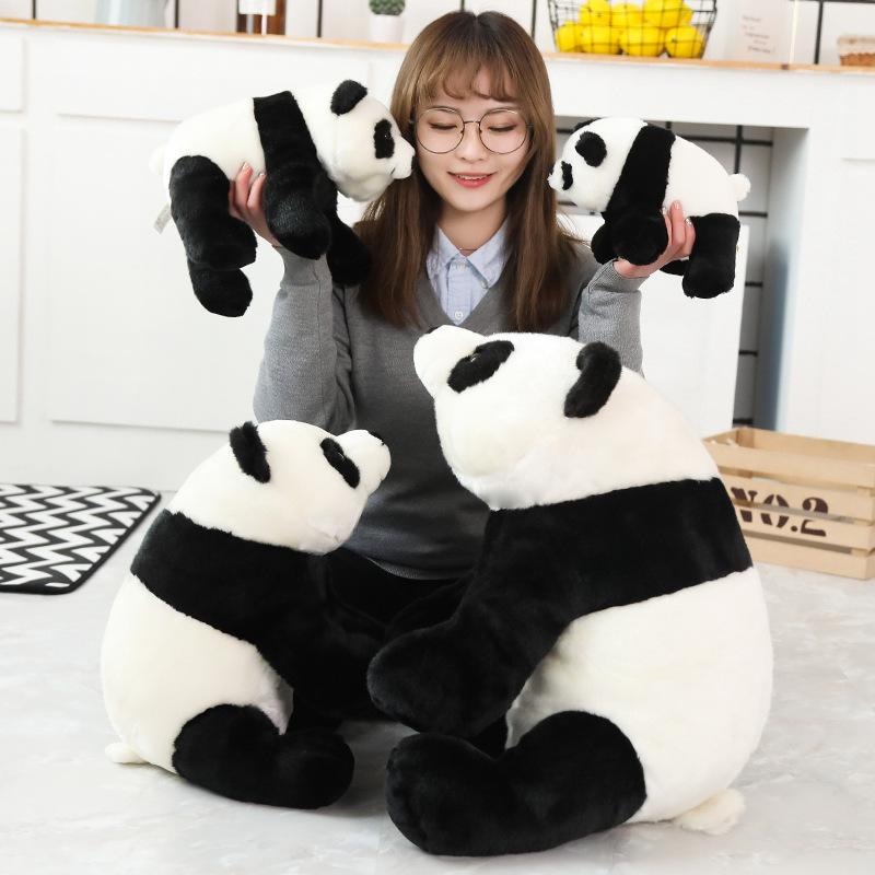 Black and White Cloth Doll Lying Down Panda Plush Toy Giant Panda Cute Doll Birthday Gift Hug Bear for Girl