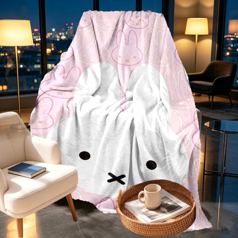 Miffy Print Blanket - Soft & Comfortable, for Bedroom, Travel, Sofa, Home Decoration - Birthday Christmas Gift for Friend