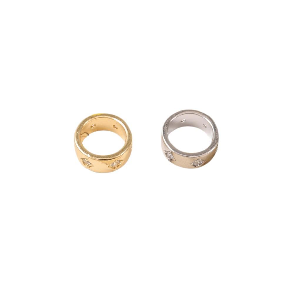 Elegante Ciondolo Bicolore con Strass - Anello Moda Unisex Oro e Argento