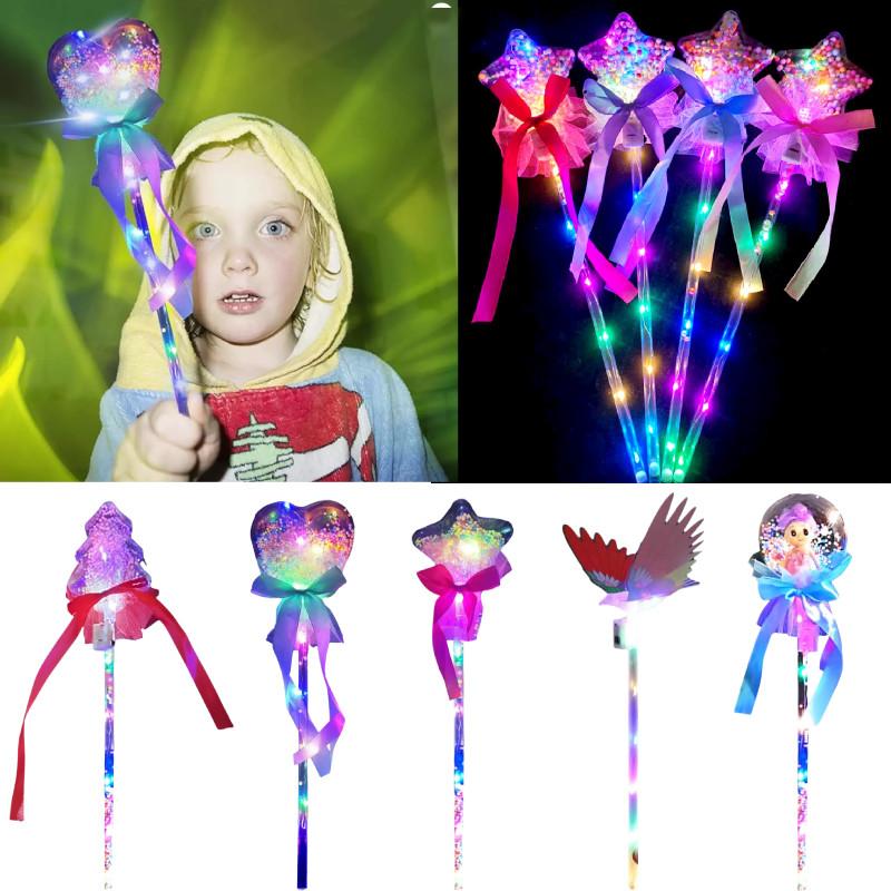 Light Led Up Sticks Toy Christmas Tree Pentagram Princess Flash Wand Prop Party