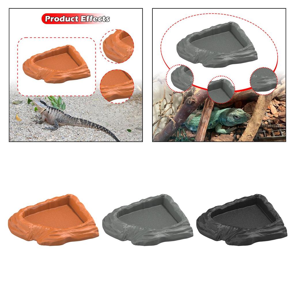 Reptile Water Dish Decor Reptile Feeding Dish Reptile Bathing Pool Tortoise for Gecko Chameleon Pet Supplies Semi Aquatic Snake