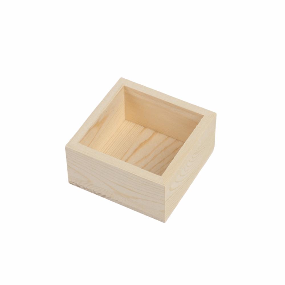 New Square Wooden Box Small Decorative Storage Organizer Box DIY Paintable Wooden Storage Container Craft