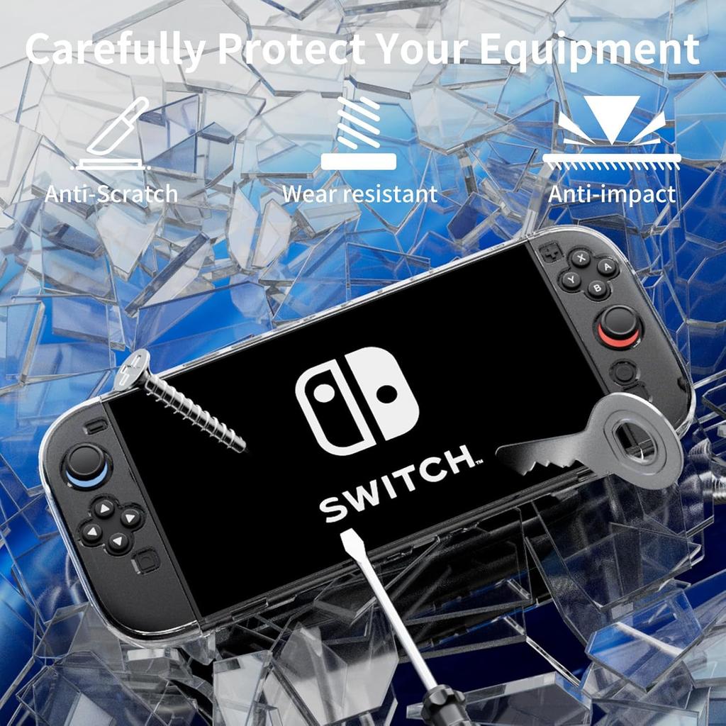 Bracket Hollow Protective Shell for Switch 2 Case,with Screen Protector and Thumb Grip-Shock Absorption and AntiScratch Dockable