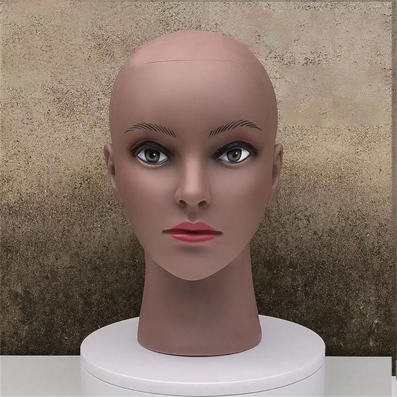 Bald Mannequin Head Female Professional Cosmetology Training Head Bald Manikin Head for Wigs Making Display Doll Head