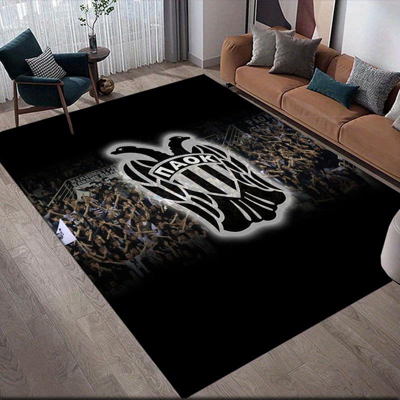 PAOK Flannel Printed Carpet, Home Sofa Decoration for Living Room & Bedroom, Non‑Slip Play Flannel Floor Mat for Game Room