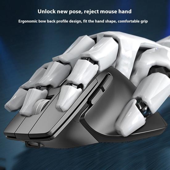 Wireless Mouse with RGB Lighting Modes Adjustable DPI Ergonomic Design 2.4GHz/Bluetooth-compatible Laptop Mouse