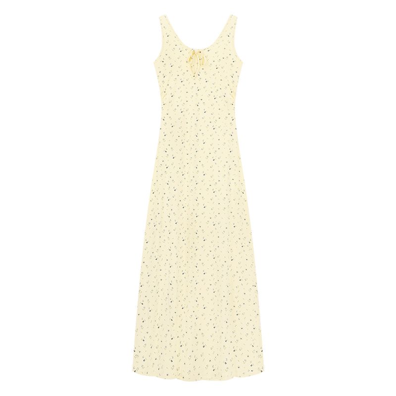 

Kumikumi Нежный стиль Желтое цветочное платье-слинг Цельное платье Женская одежда Лето Французский стиль Темперамент Обтягивающее талию Стройнящее Длинное платье Yellow Floral Dress S