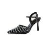 Fashion 2025Women's Sequined Baotou High Heels Summer New Pointy, Shallow Hollowed-out Line with Non-slip Stiletto Sandals