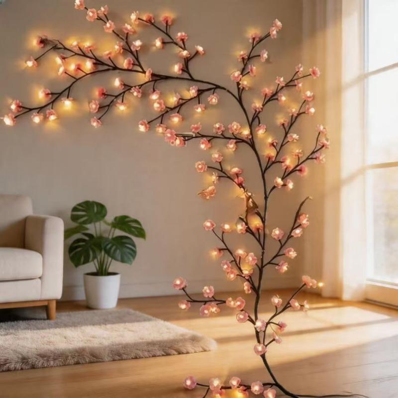 1PC Vine Light LED Styling Rattan Light Pose Leaf Plum Flower Decoration Wall Romantic Atmosphere Tree Branches 48 Lights