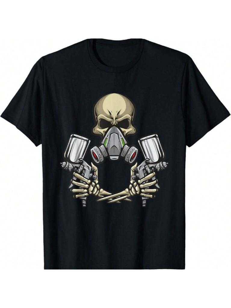 Auto Body Painter Skull Spray Gun Automotive Car Painter T-Shirt