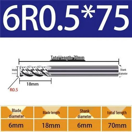 65° Metal Ceramic Flat-Bottom End Mill/Ball Nose End Mill/High-Gloss Mirror Face Mill