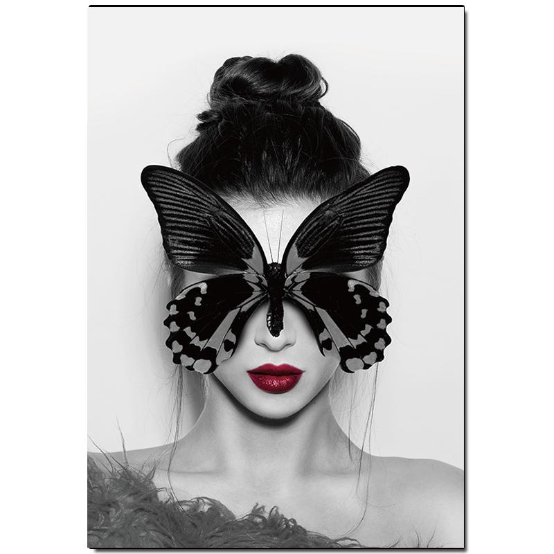 

Абстрактная картина на холсте, декоративная картина, скандинавские женские постеры с бабочками на стену в офисе, настенный художественный декор, Куадрос 20x30CM No Frame