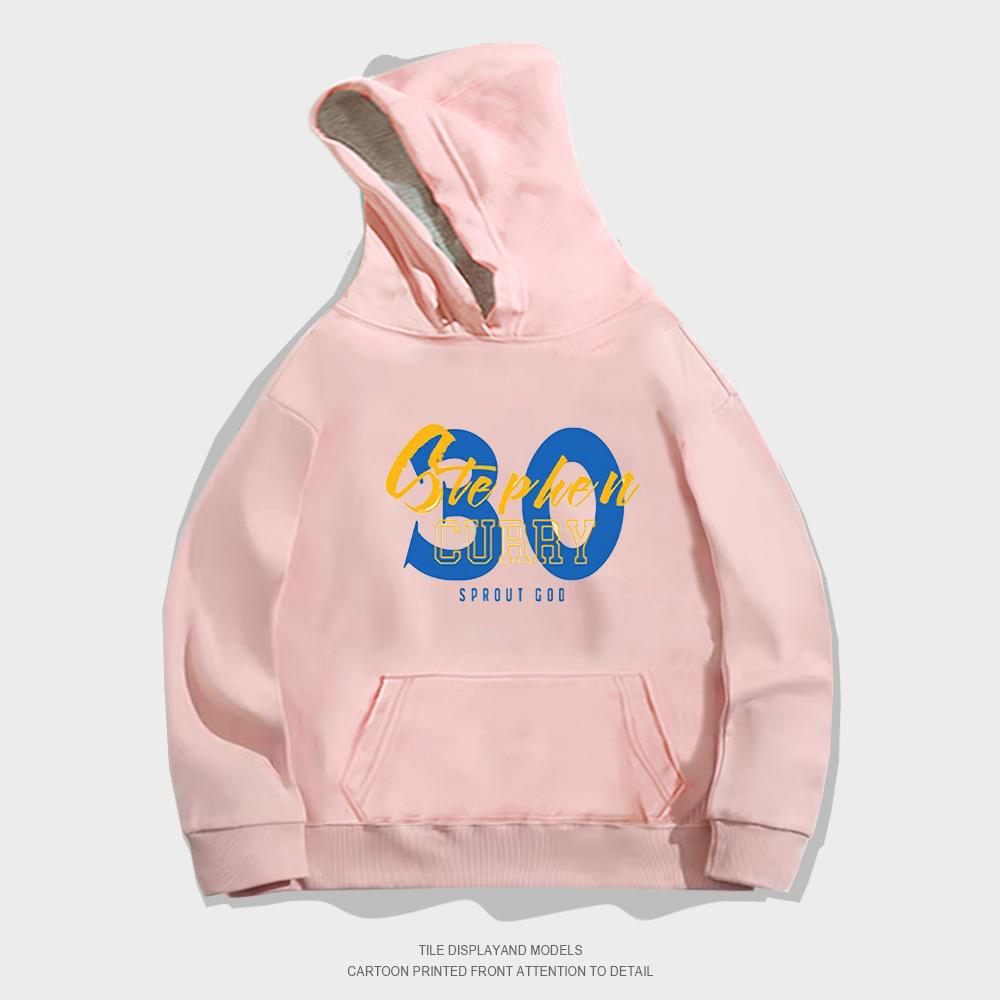 Autumn hooded sweater pullover European and American trend loose long-sleeved basketball casual printing yellow and blue No. 30 jacket