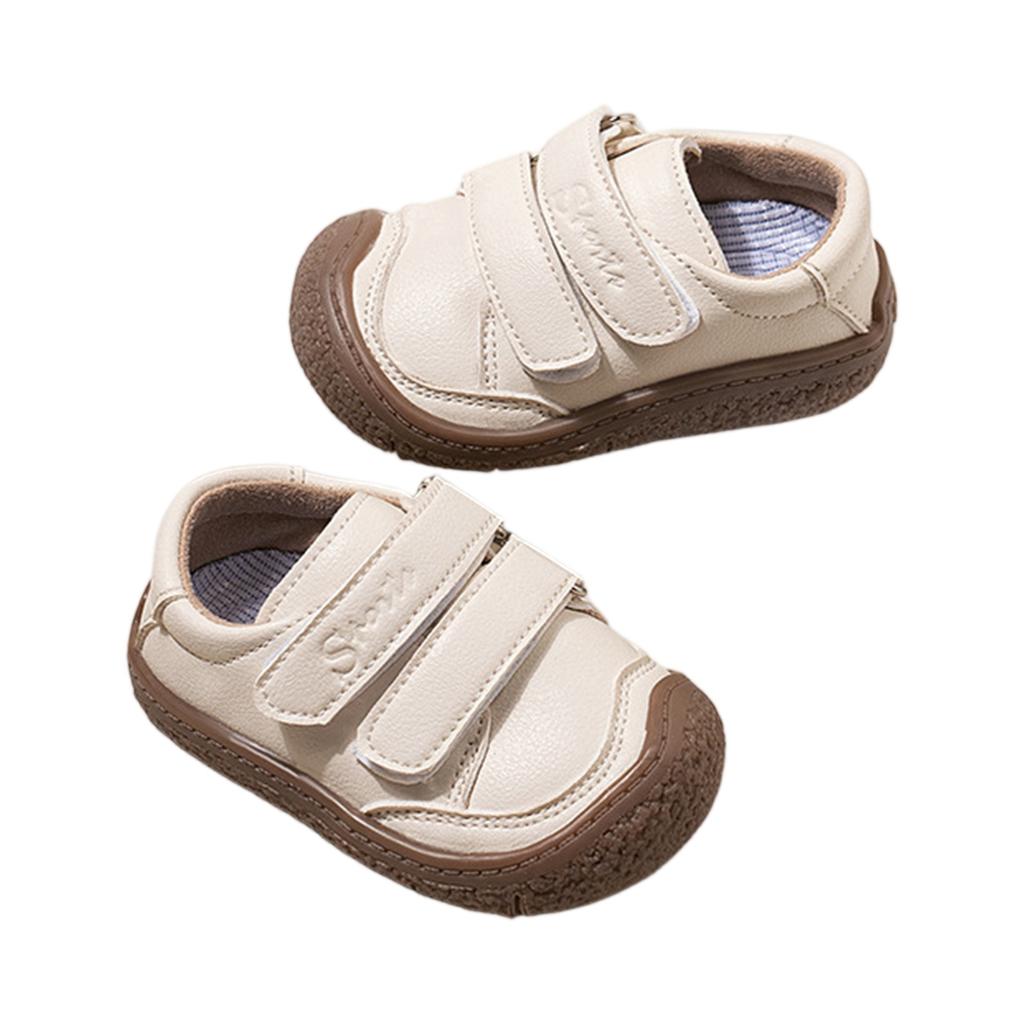 Toddler Boys Girls Soft Sole Leather Shoes Slip On Hook and Loop Strap Casual Infant Prewalker Footwear for Early Walking