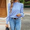 Women Loose Printed Blouses Long Sleeve Round Neck Commuting Autumn Winter