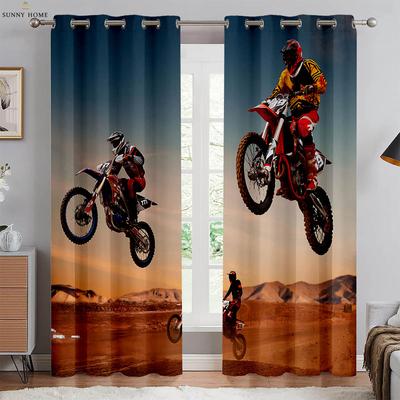 Set de 2 Perdele Cool cu Imprimeu 3D Curse Motociclete Dormitor Living Bucătărie Patru Sezoane Perdele Decorative