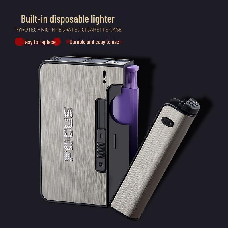 Creative Detachable JD001 Cigarette Case with Refillable Lighter, Holds 10 Cigarettes