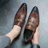 Chelsea Snake Patterned Pointed Leather Shoes with Metal Buttons Men's Oxford Formal Shoes Fashionable Low Cut New Men's Shoes