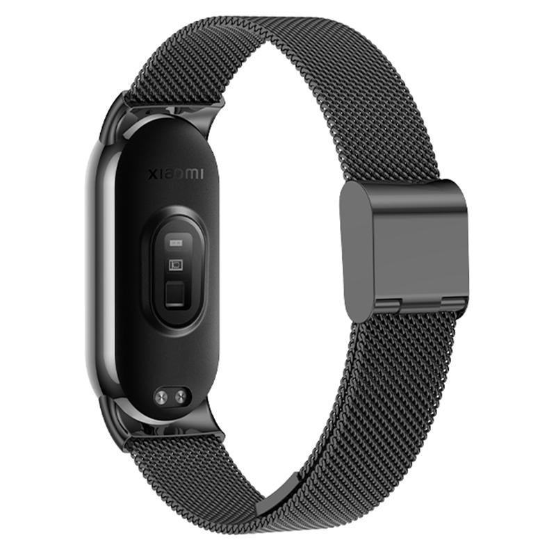 

For Xiaomi Smart Band 9 NFC/9/8 NFC/8 Milanese Smartwatch Strap Metal Fine Mesh Wrist Band with Buckle Black