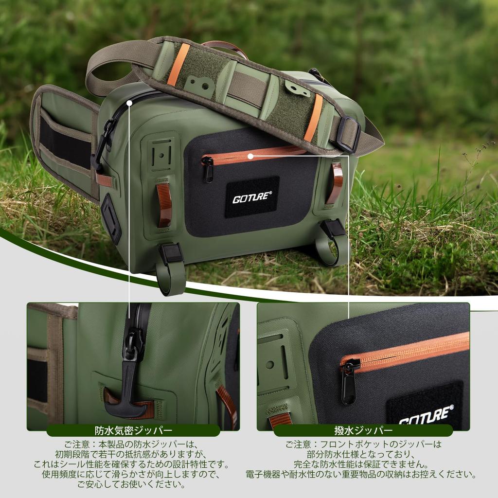 Goture Fishing Bag, 10L Large Capacity, IPX8 Waterproof, 840D TPU Material, Ultra-Lightweight, Fly Fishing Tackle Bag, Multi-functional, Portable, Com
