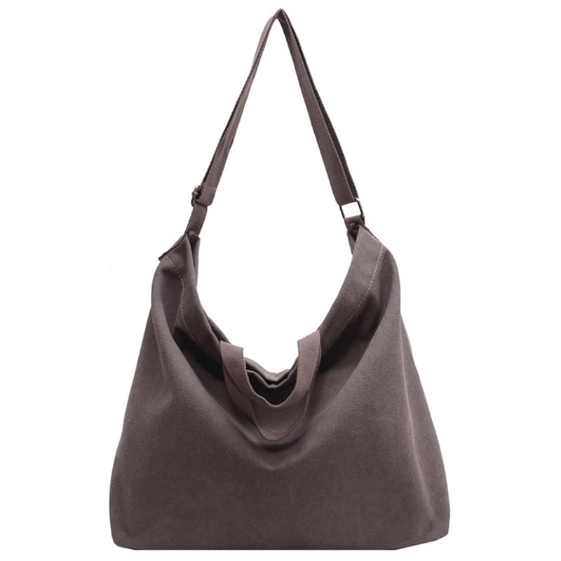 [Aquamie] canvas tote bag Made of cloth Crossbody with handle simple Plain color 2way large capacity commute Commuting to school (dark gray)