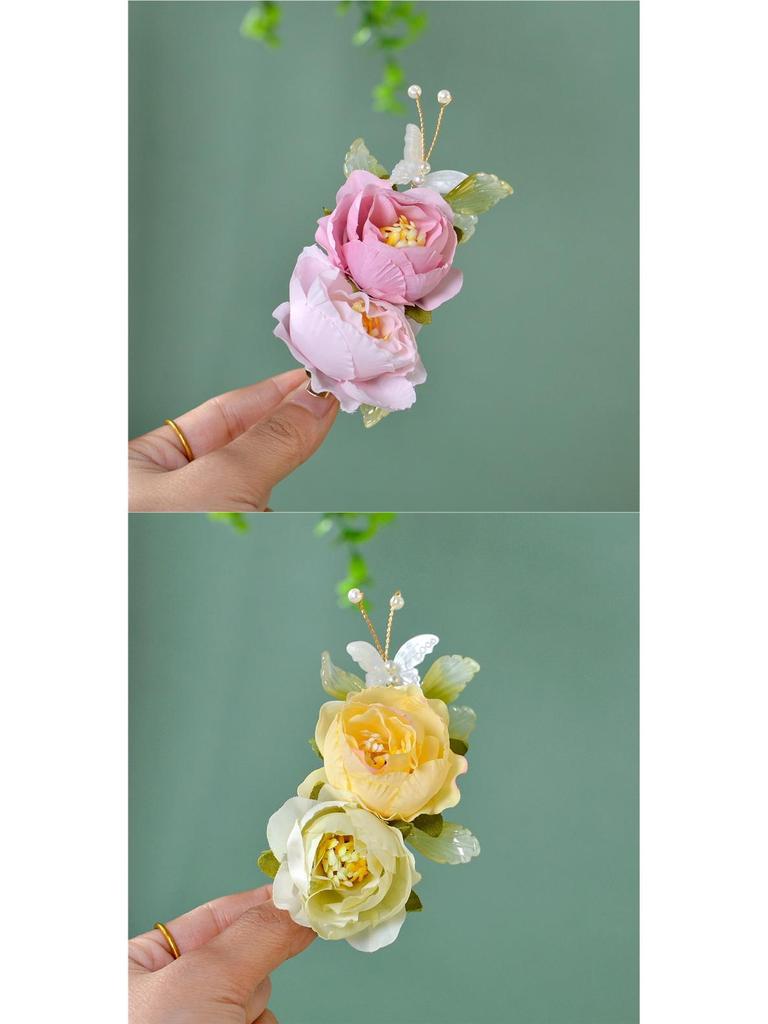 Hanfu Flower Hair Clip: Ancient Style Hairpin, Sweet Dopamine Floral Headwear for Yunnan Dai Dance.