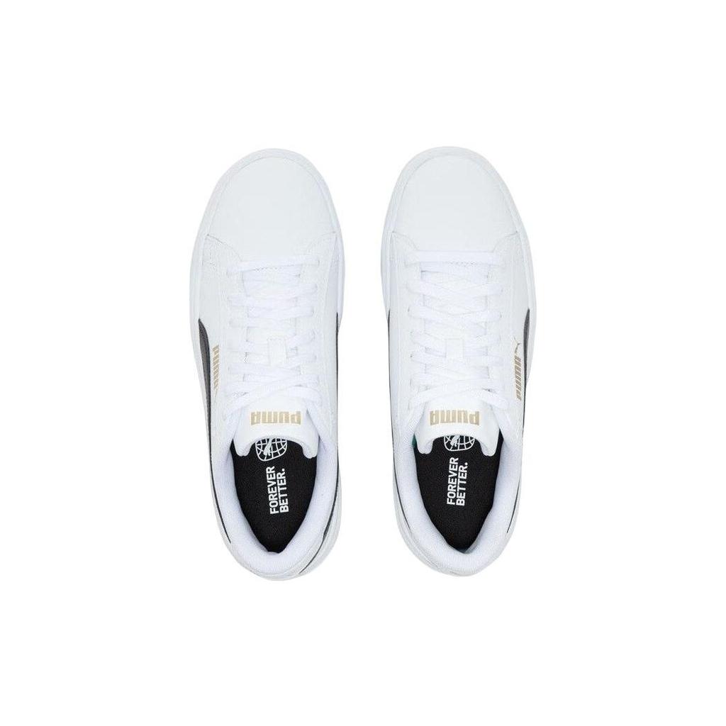 Puma Smash Platform V3 White Black Gold Women Sneakers 390758-04