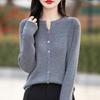 Women's Slimming V-Neck Stripe Button Cardigan for Autumn/Winter