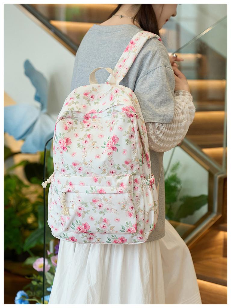 Schoolbag new floral small fresh primary and secondary school schoolbag casual trendy simple backpack Japanese ins wind shoulder