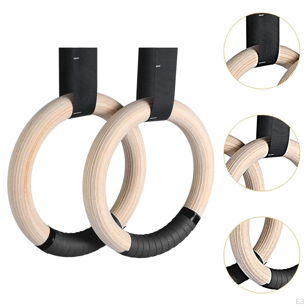 2x Gymnastics Rings Gift Wood Training Ring for Park Hotel Fitness Equipment 28MM
