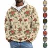 Herren Flanell Sweatshirt mit Stehkragen und Weihnachtsdruck für Freizeitkleidung an den Feiertagen